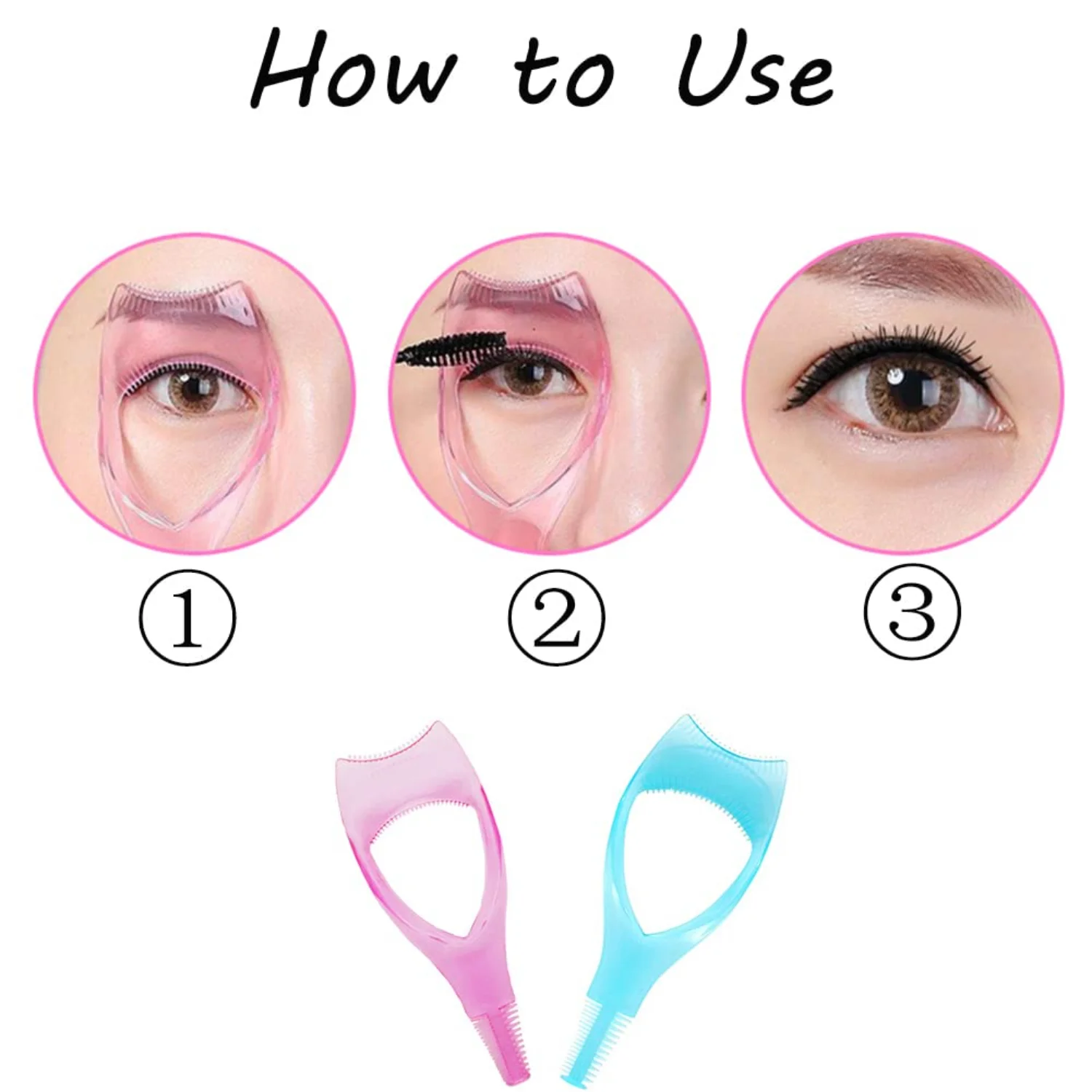 이 2Pcs 마스카라 쉴드 메이크업 도구로 속눈썹을 강화하세요 - 위쪽 및 아래쪽 속눈썹 보호기 및 강화제. 완벽함을 달성하다