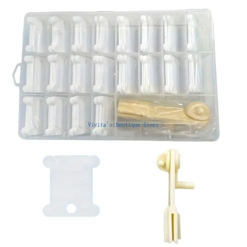 

200 Floss Bobbins and Handheld Thread Winder for Sewing Projects M76D