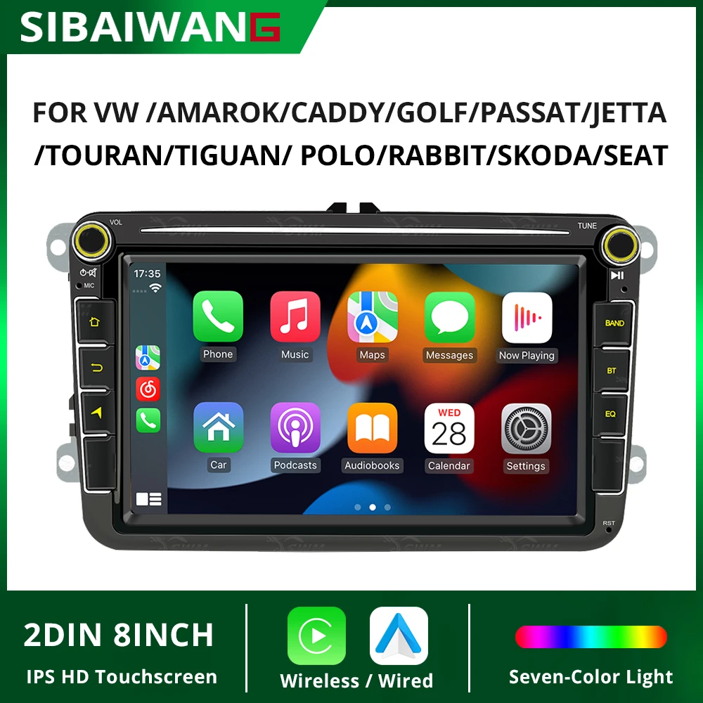 8 Inch 2Din Car Radio CarPlay For VW Volkswagen Golf 5 6 Polo Passat CC Skoda Jetta Seat Multimedia Player Wireless Android Auto