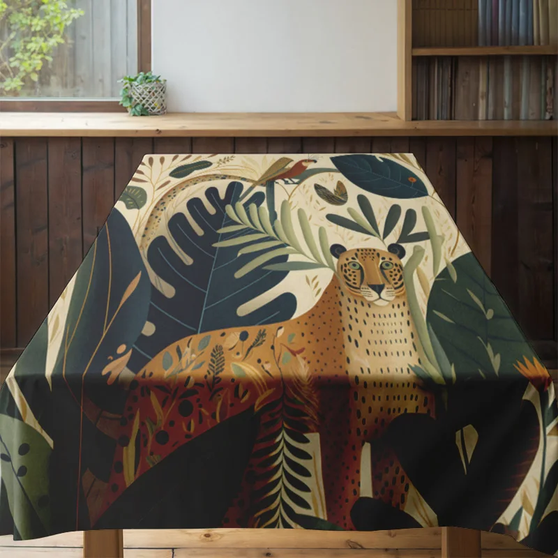 مفرش المائدة ديكور المنزل يترك طباعة غطاء الطاولة عدم الانزلاق المضادة للانزلاق مقاوم للماء قابل للغسل غرفة الطعام زينة 420x305 سنتيمتر Yel