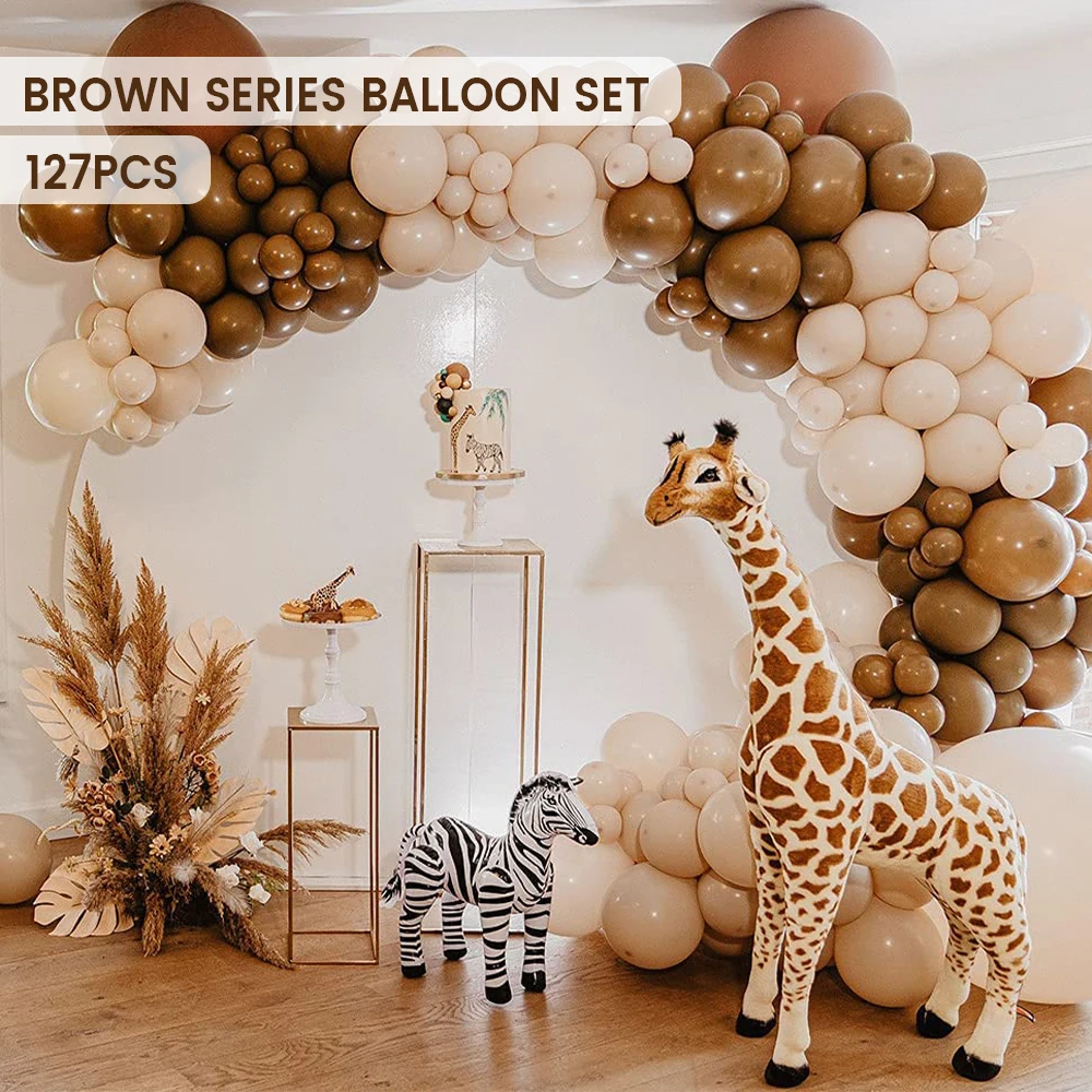 124PCS Coffee Brown Blush Balloons Garland Kit Caramel Coffee Brown Balloons Arch Set 5