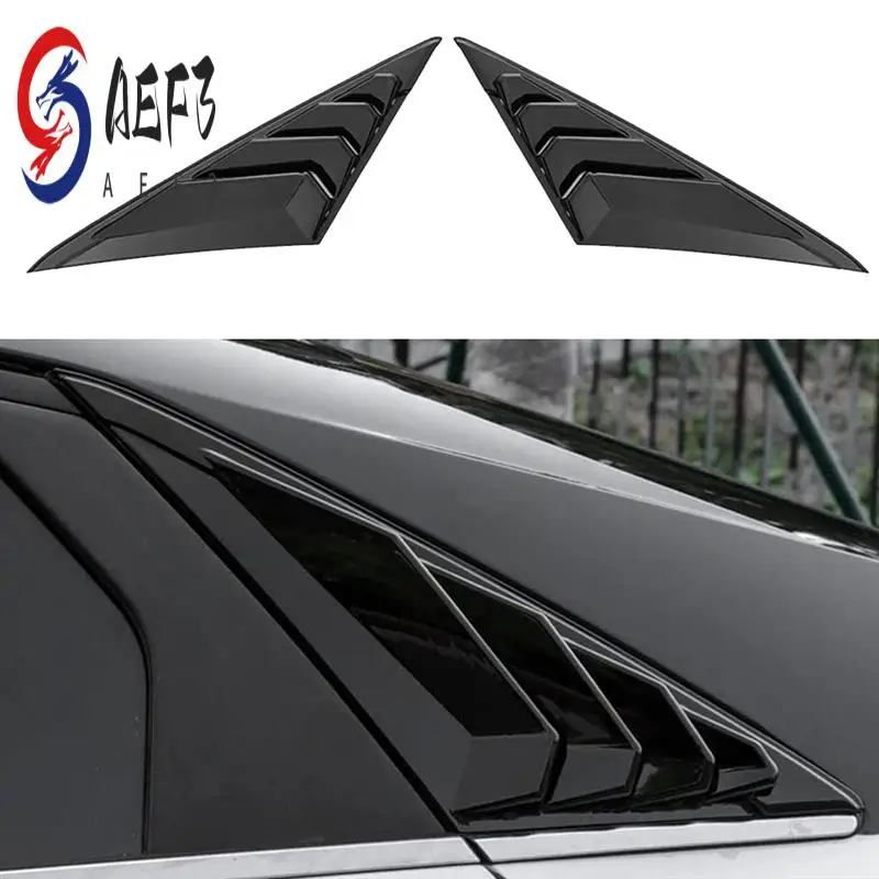 

AEF3-Rear Window Louver Shutter Trim Cover For Hyundai Elantra 2021-2023 Air Vent Scoop Shade Decorate Bright Black
