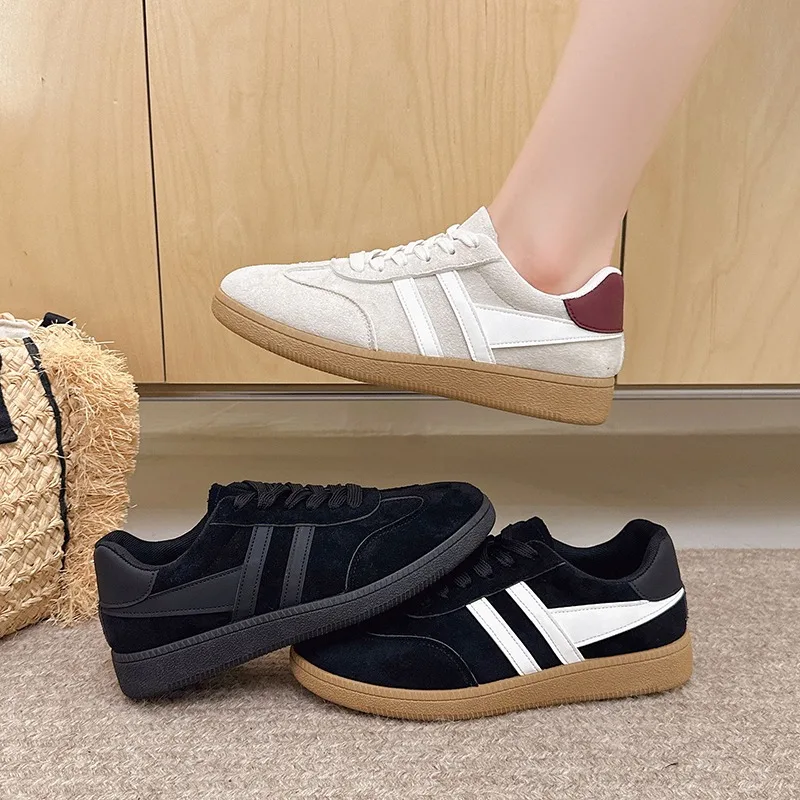 Women's Comfortable Color Blocking Mid Heel Sneakers 2026 New Spring and Autumn Women Fashionable Shallow Mouth Vulcanized Shoes