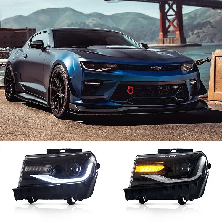 LED Head Lights RGB Front Lamp 2014 2015 5th Gen Ss Dazzle Headlights DRL Sequential Headlamp for Chevrolet Camaro