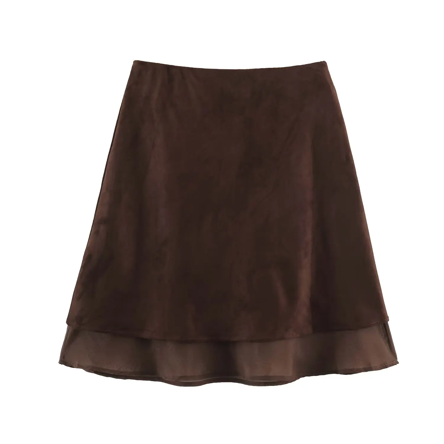 NLZGMSJ Vintage Casual Damenrock, einfarbiger Wildleder-Splicing-Kurzrock, neue Mode 2026, Herbst-Winter-Urlaubs-Minirock für Damen – Detail 3