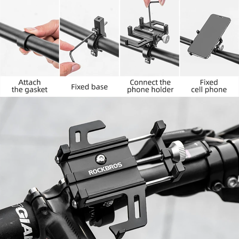 ROCKBROS Phone Holder Motorcycle Electric Bicycle Cellphone Aluminum Alloy Bracket Five Claws Mechanical Phone Support Bracket