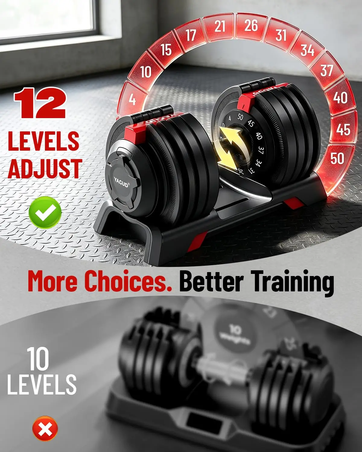 Adjustable Dumbbell Set, 50/90 lbs Adjustable Weights Dumbbells