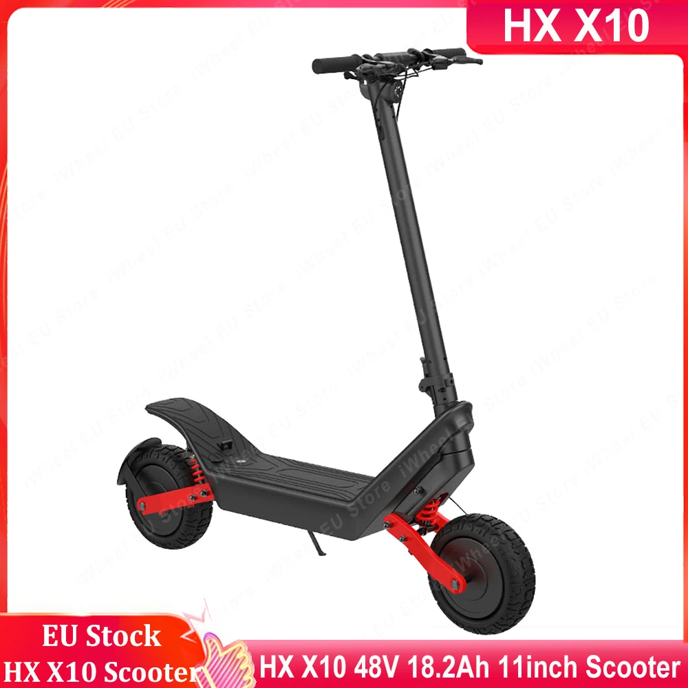 US/EU Stock HX X10 48V 18.2Ah Dual Motor 2*1200W Top Speed 40km/h Max Mileage 100km 11inch Off-road Tire HX X10 Electric Scooter