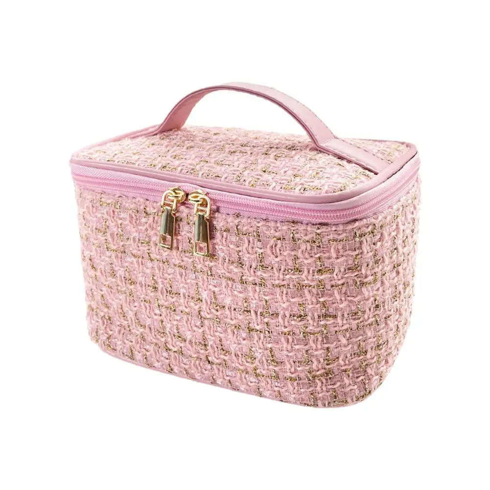 NEW Multifunction Korean Style Lattice Handheld Small Cosmetic Bag Cosmetic Perfume Organizer Waterproof Bag Wash Large Cap Q6D6