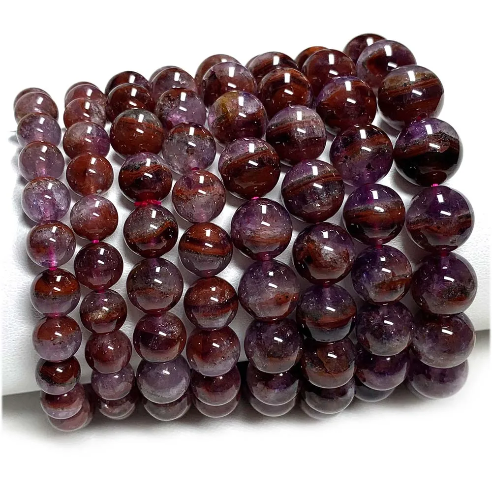 

07890 Veemake Natural Auralite 23 Round Beads Bracelets Charms Luxury Fine Jewelry Gemstones Crystal Personalized Lovers' Gifts