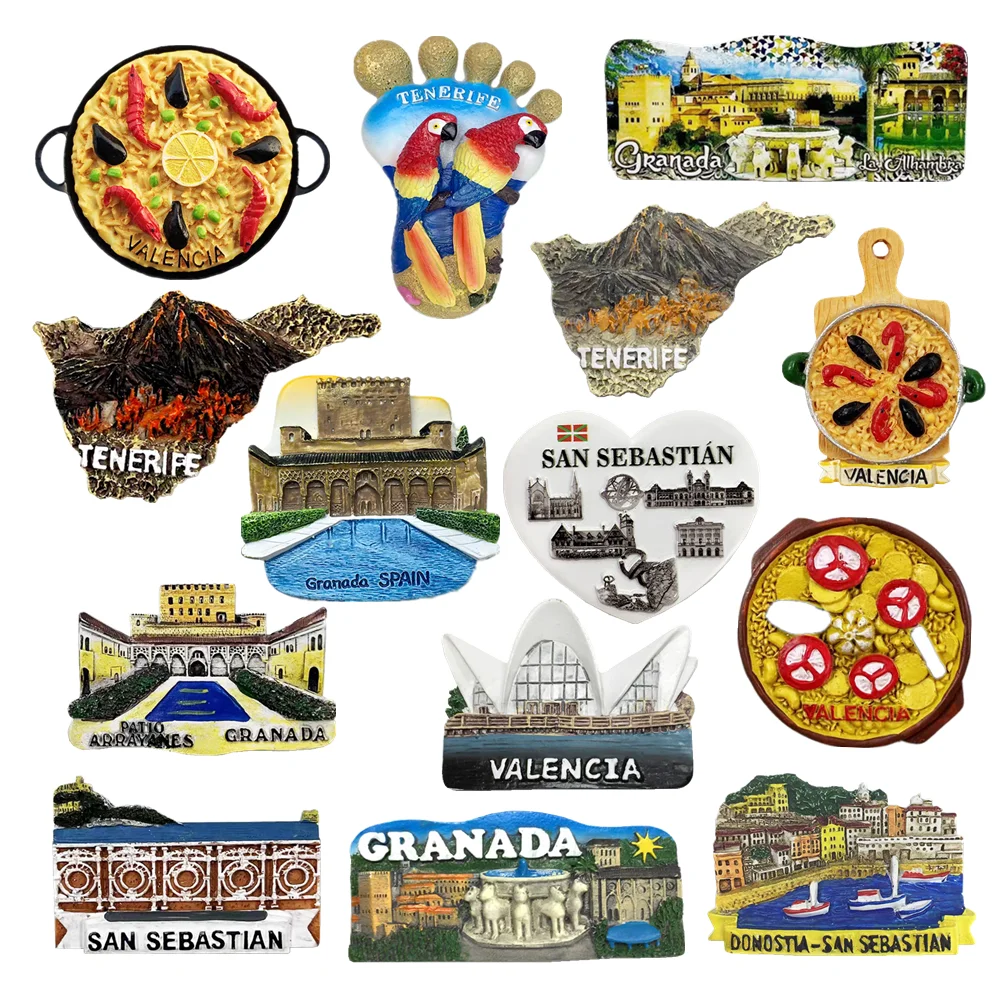 Europe Spain Tenerife Valencia San Sebastian Magnetic Refrigerator Sticker Collection Fridge Magnets