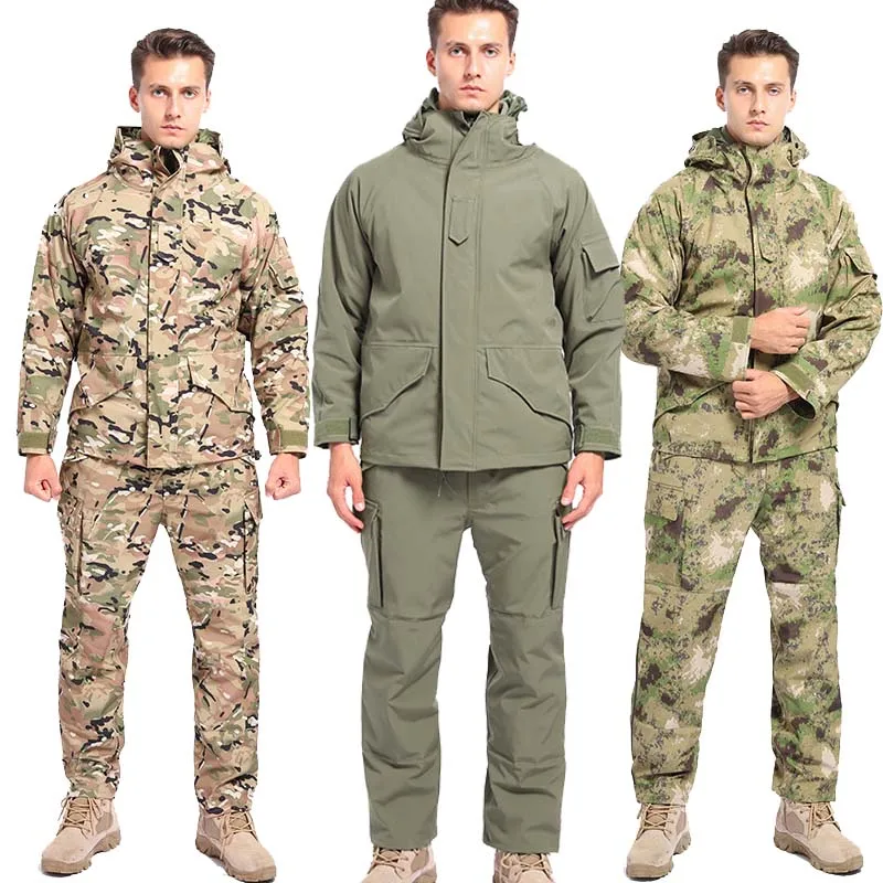 

-21°F G8 3 In 1 Warm Winter Pants Combat Uniform Soft Fleece Tactical Jackets Man Detachable Fleece Camo Suits Windbreaker