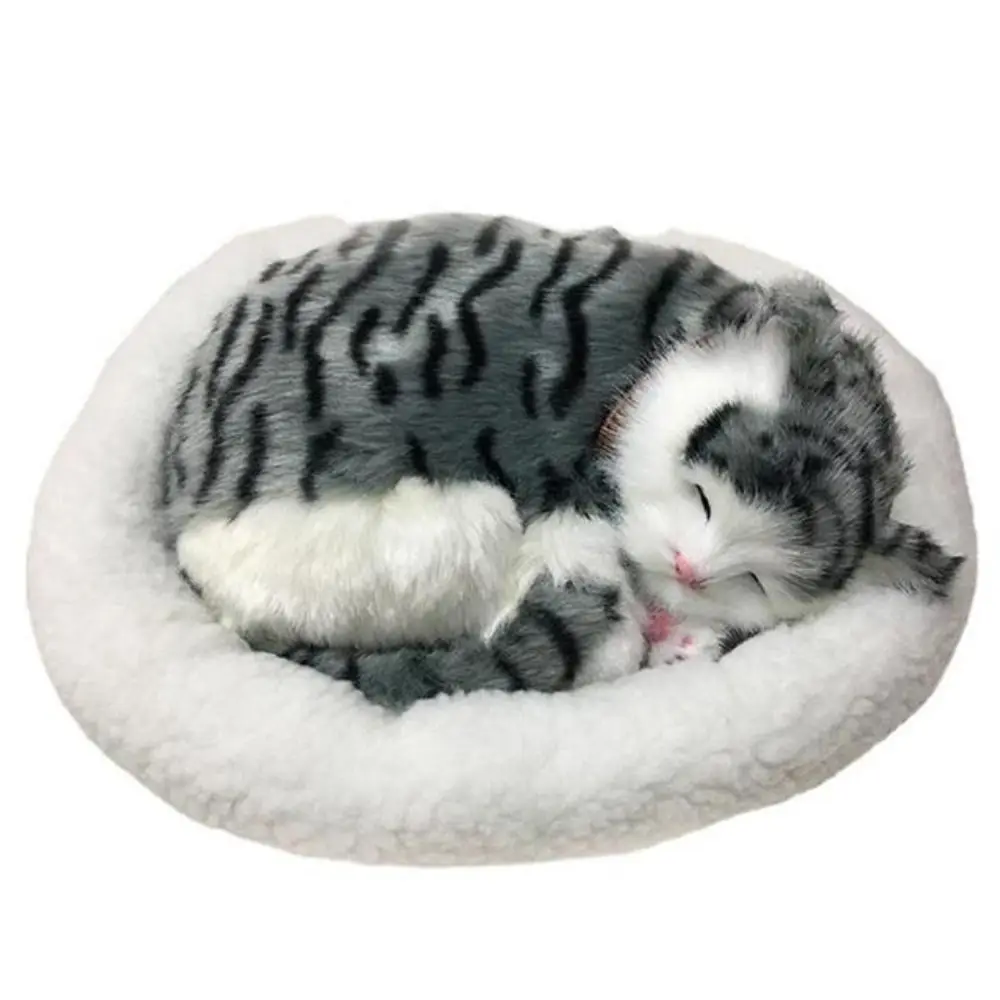 

Animals With Mat Breathing Cat Home Decor Handicraft Sleeping Dog Simulation Animal Stuffed Toy Electronic Pet Plush Ornament