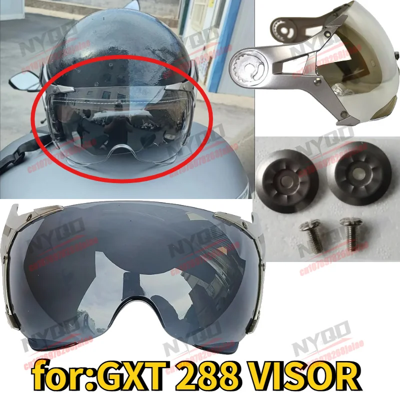 Motorcycle Helmet Lens GXT Retro Helmet No. 9 Lens High-definition Sunscreen Suitable for GXT288 Silver Plated Transparent Lens