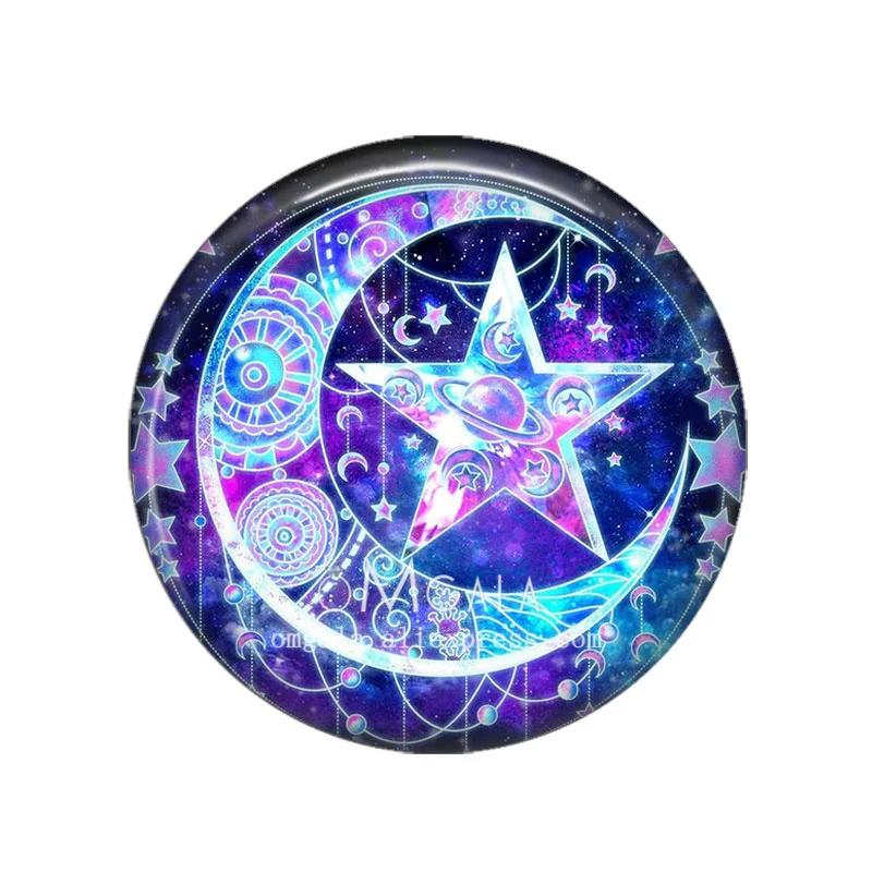 New Night Crescent Moon Style Stars 10pcs 12mm/18mm/20mm/25mm Round Photo glass cabochon demo flat back Making findings