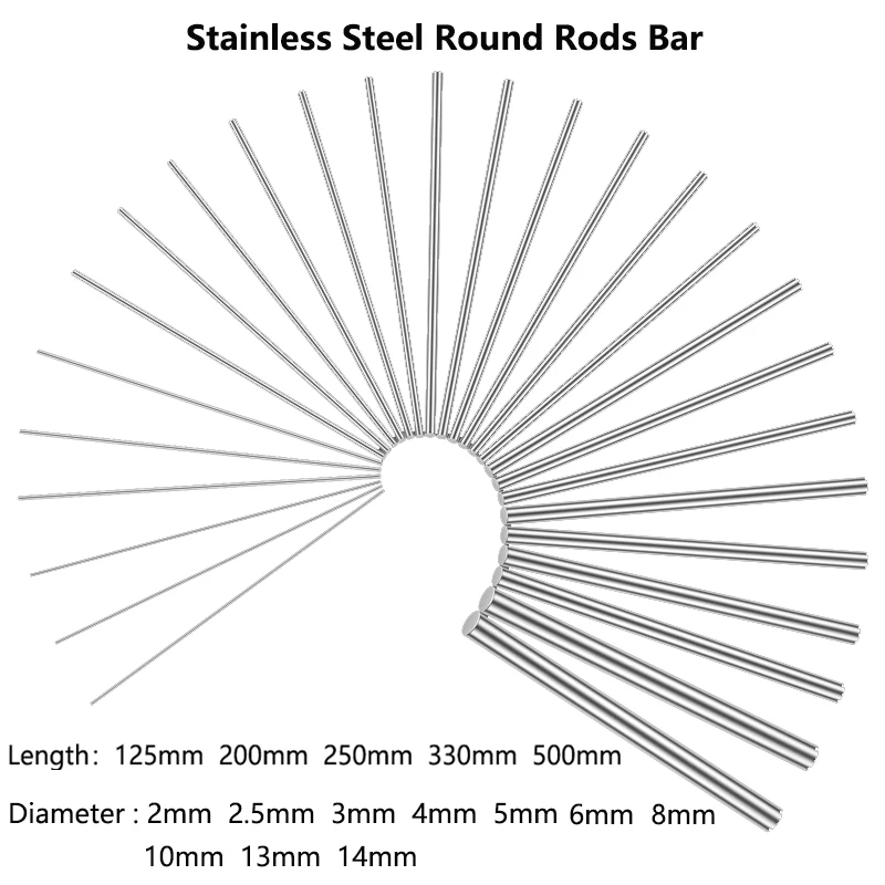 1-5pc roestvrij staal model recht metaal metrische ronde as staaf roestvrijstalen ronde staaf diameter 1 mm ~ 14 mm voor doe-het-zelf gereedschap