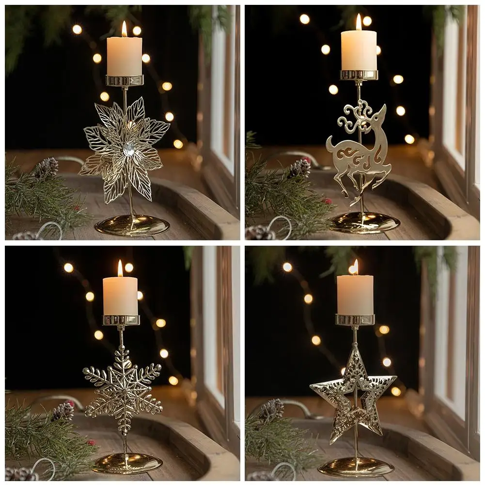 Christmas Votive Candle Holder Metal Tealight Holder Xmas Tree Elk Snowflake Patterns For Winter Xmas Table Centerpiece Dec V4y3