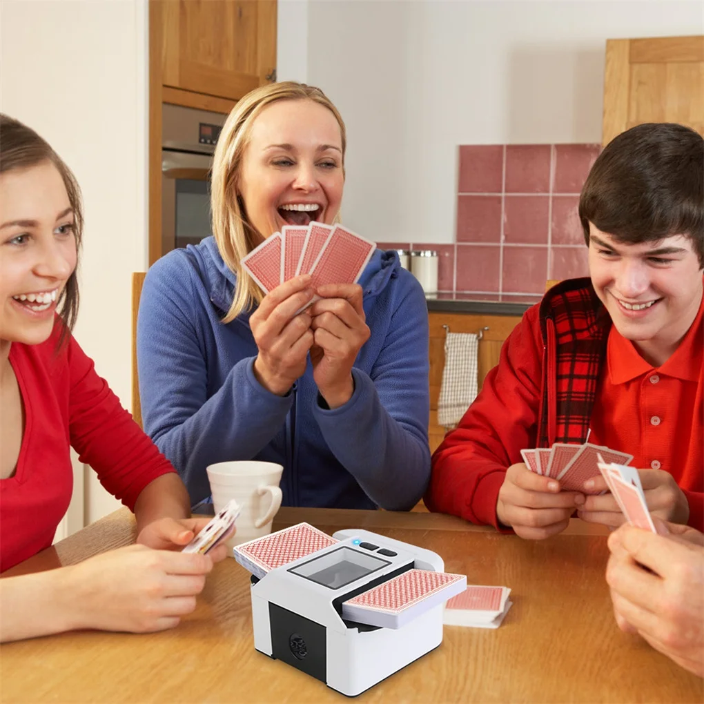 Mélangeur de cartes automatique électrique à 2 platines – Mélangeur à une pression en 2 secondes, fenêtre transparente, silencieux 70 dB, 2 000 mAh rechargeable,