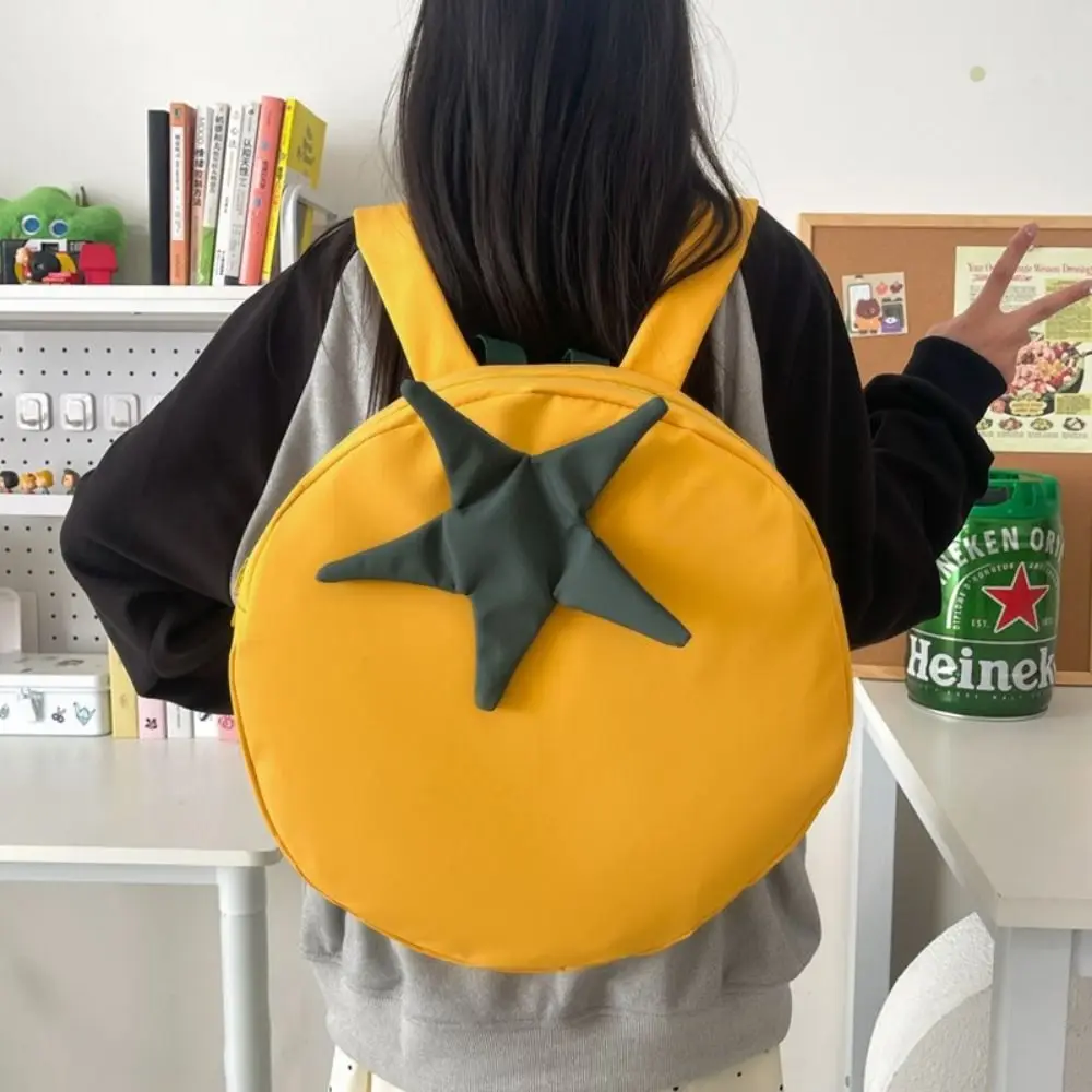 

New Cute Tomato Backpack Lightweight Casual Large Capacity Backpack Waterproof Zipper Student Schoolbag Teenagers