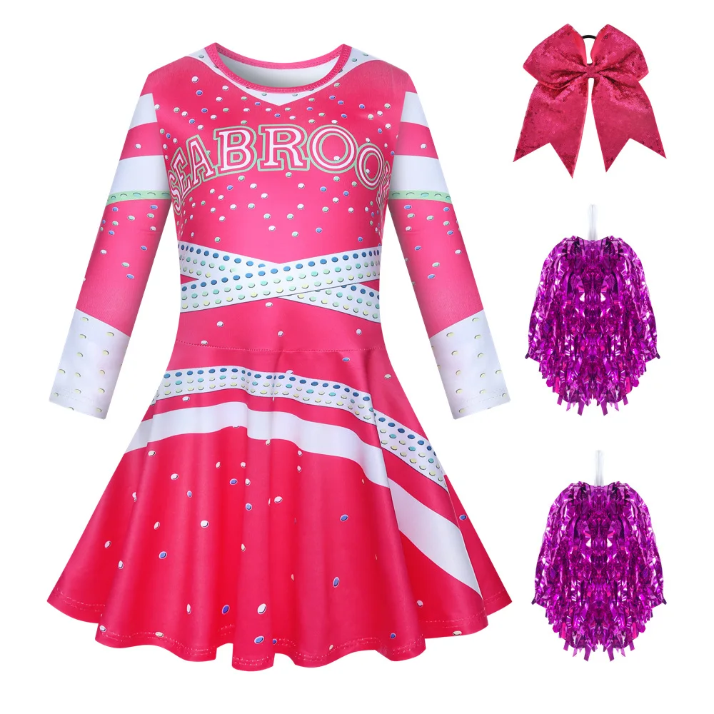 Girls Carnival Halloween Cheerleader Costume Cosplay Kids Zombie Addison Outfit Children Fancy Party Dress Cheer Uniform Clothes