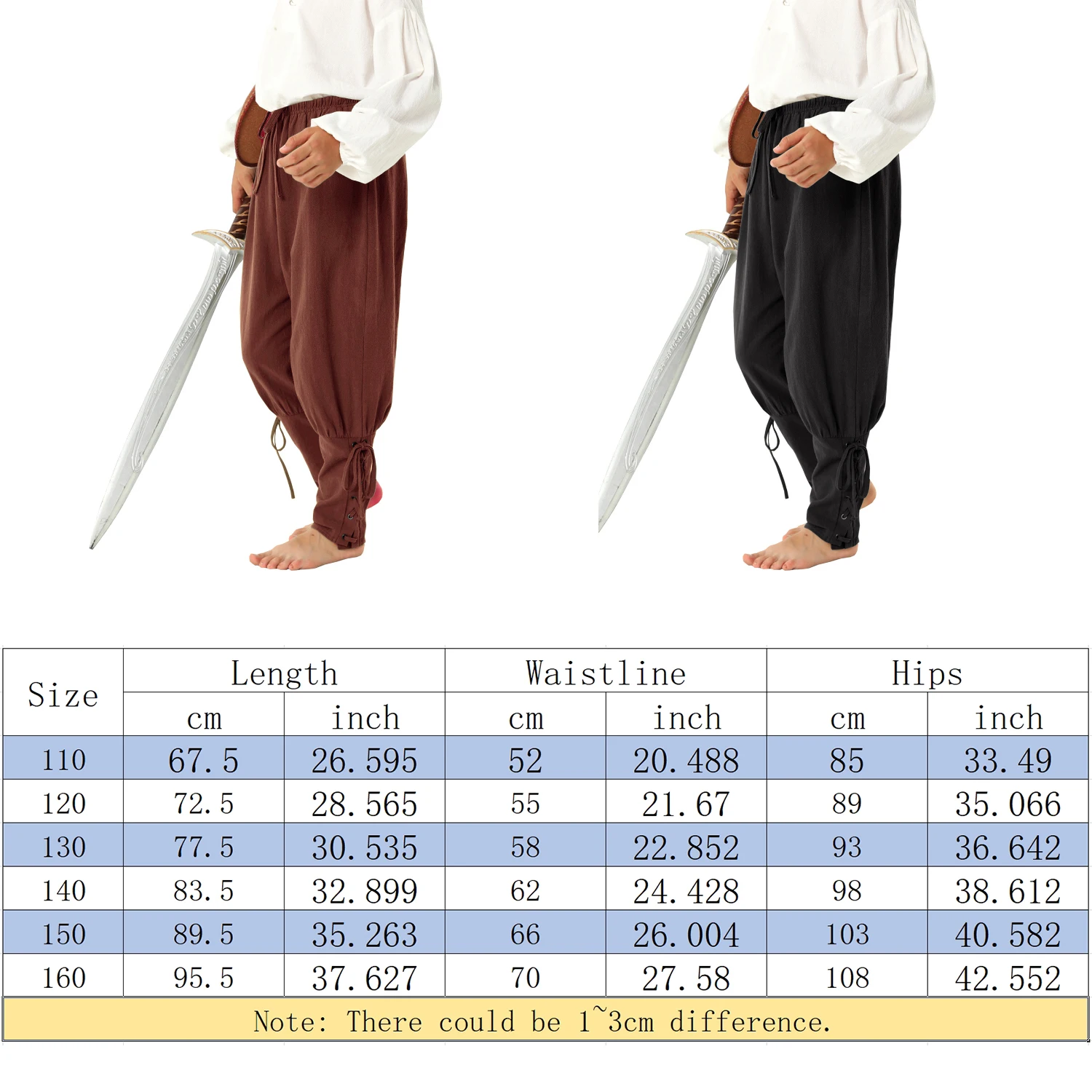 Cosplay Costumes for Children Ruffled Pirate Knights  Pants SetHalloween Medieval Renaissance Victorian Era Vampire