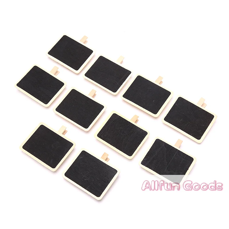 [TG835]10Pcs Mini Wooden Blackboard Clip Message Note Board Home Store Decoration