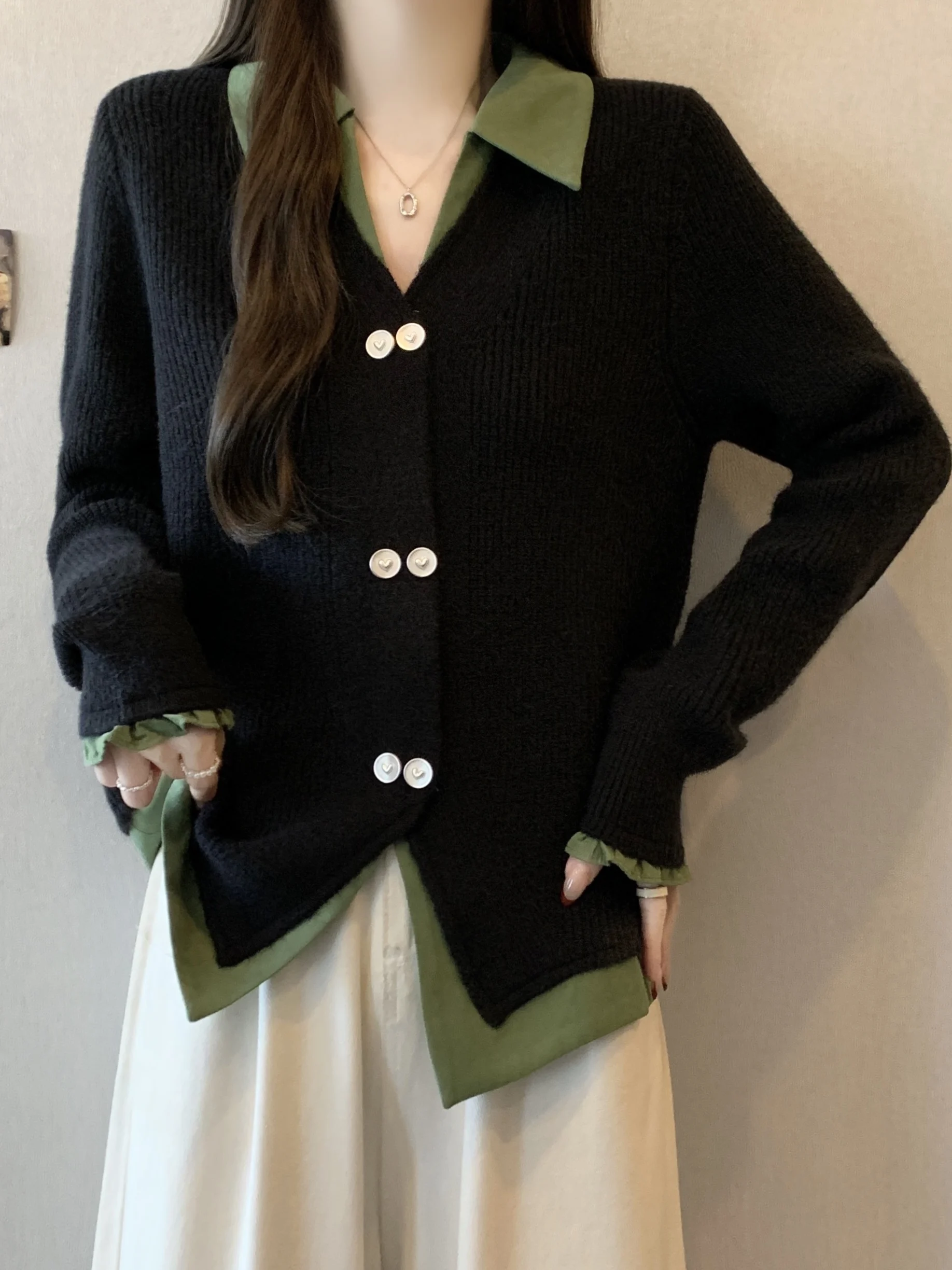 

Женский свитер с длинным рукавом и воротником, больших размеров, с элементами кэжуал-стиля, мягкий, из полиэфирного волокна