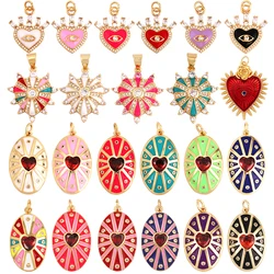 Palace Heart Enamel Charm Neon Pink Orange Turquoise Red Pendant Oil Dropped,Gold Plated Colour,Necklace Bracelet Pendant M82