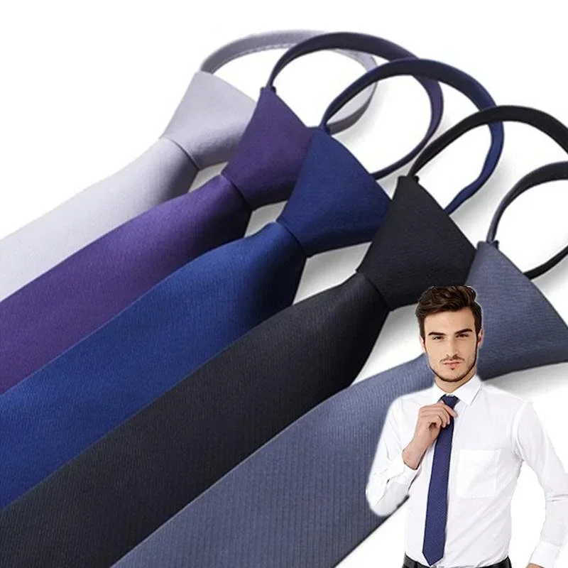 

2021 Men Suits Ties Luxury Noble Line Tie For Wedding Party Formal Pre-tied Zipper Ties Narrow Necktie