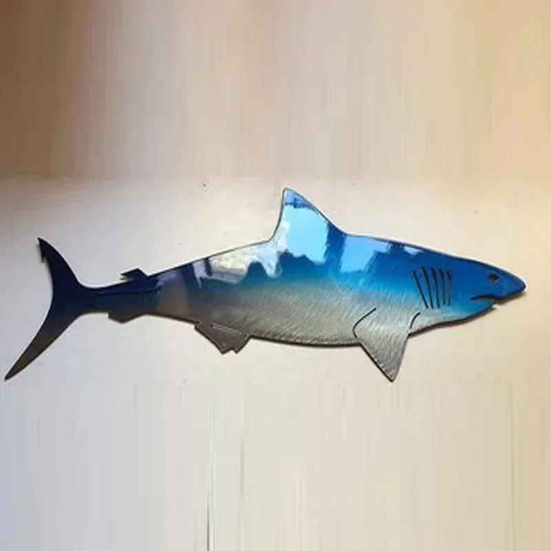 Shark Metal Wall Art Decor Shark Metal Outdoor Hanging Ornament Home Nautical Decor Ocean Art Fish Patio Decoration Pendant