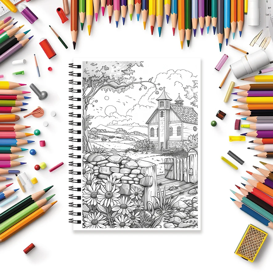 House Beautiful Coloring Book for Adults - 8.3x 11.2 Inch 32 Page Coloring Book - Helps Reduce Stress and Ease Emotions