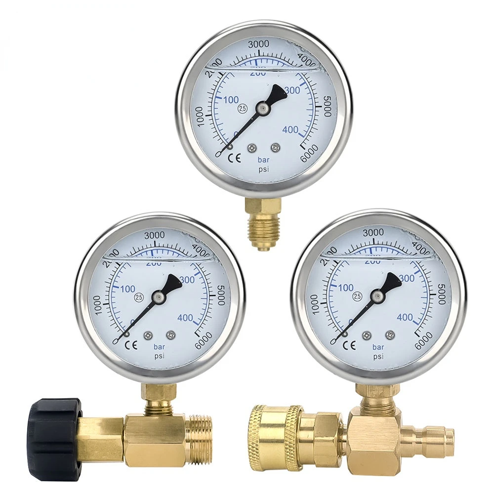 

High Pressure Washer Pressure Gauge High Pressure Pump Gauge with G1/4" Fitting Hydraulic Power Washer Gauge 400Bar 6000PSI