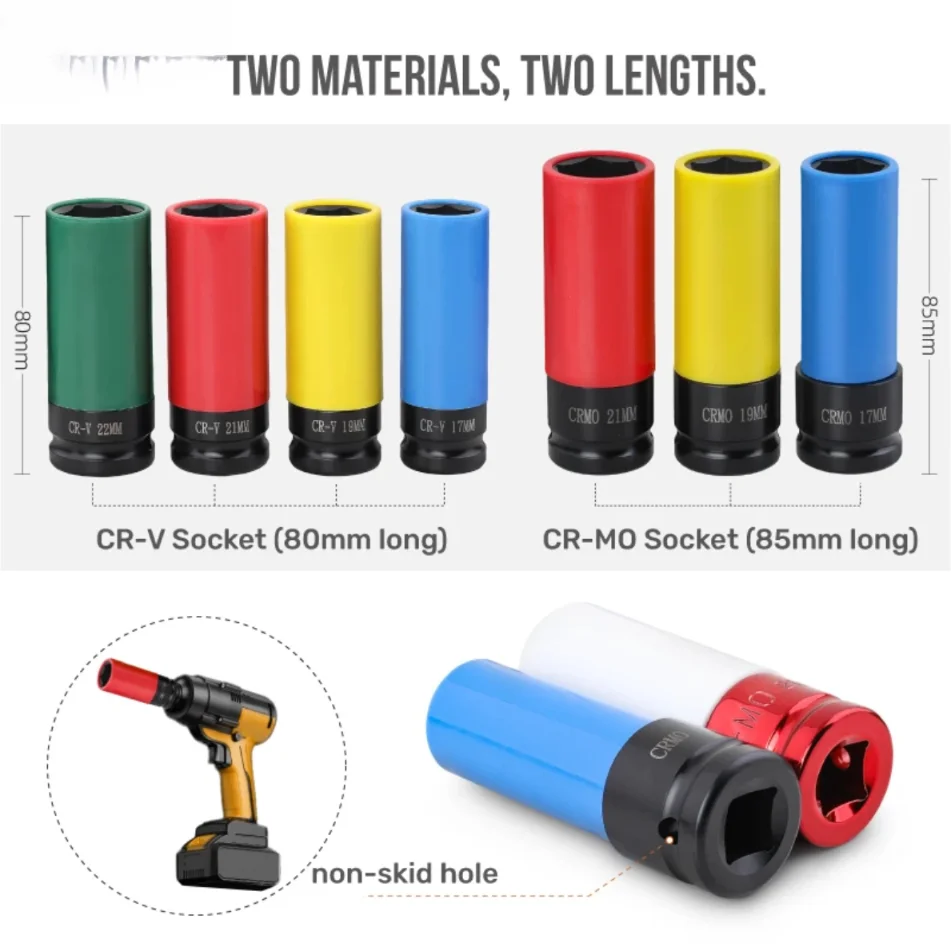 مجموعة مقابس حماية محور العجلة 4 قطع 1/2 بوصة - مجموعة مقابس أدوات السيارات لإصلاح السيارات، أدوات ميكانيكية لخدمة الإطارات