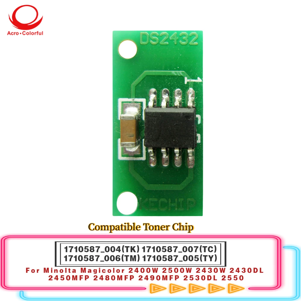 Compatible Toner Reset Chip Apply to Minolta Magicolor 2400W 2500W 2430W 2430DL 2450MFP 2480MFP 2490MFP 2530DL 2550 Printer Chip