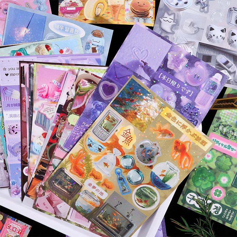 50 Sheets/Book Cute Cartoon Y2K Cut Film Sticker Girl Journal Phone Case DIY Scrapbook Sticker Kawaii Decoration Sticker Gift