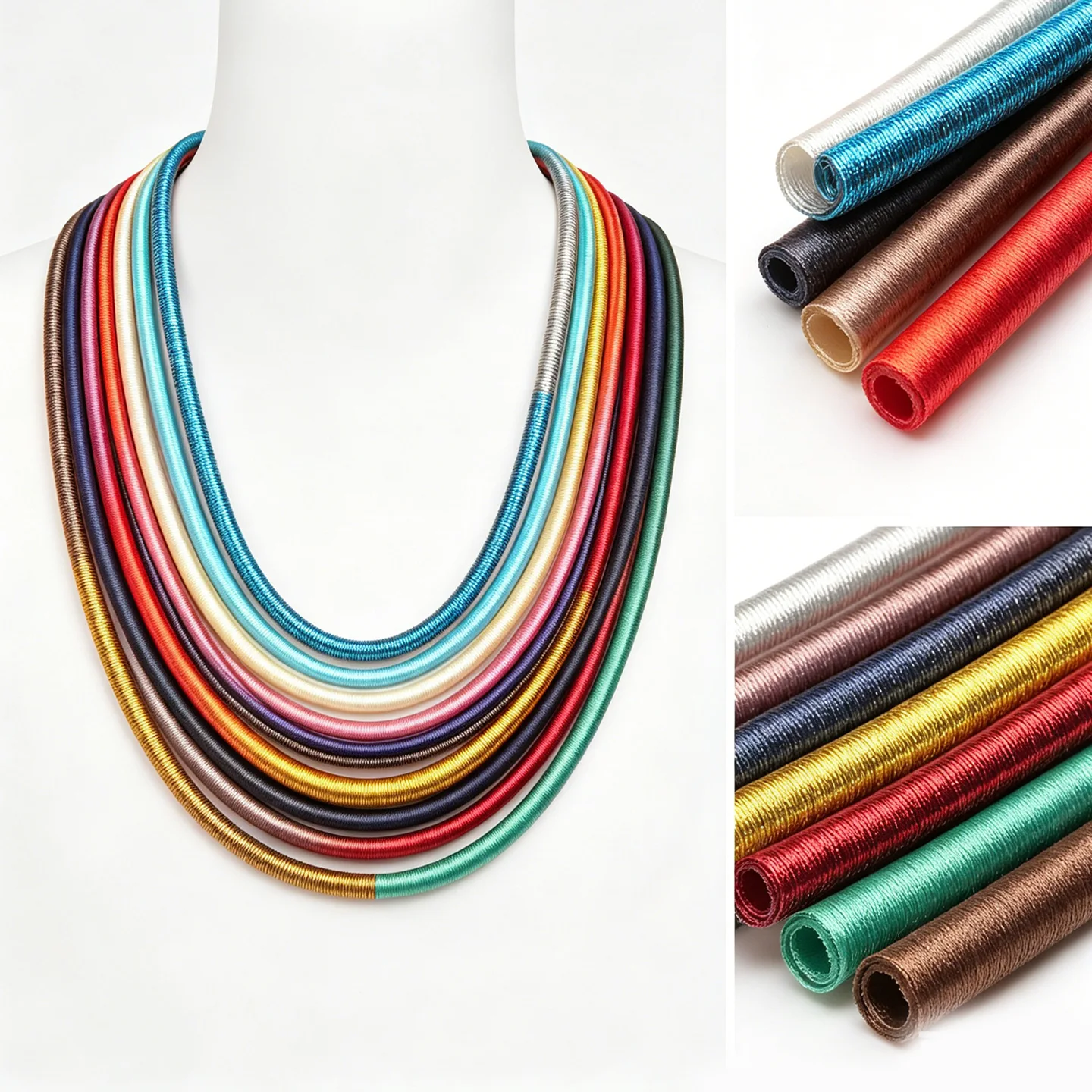 5mm 46cm Soft Rayon Silk Various Materials/Multiple Colors Cord Hollow Rubber DIY Necklace Bracelet Jewelry Making
