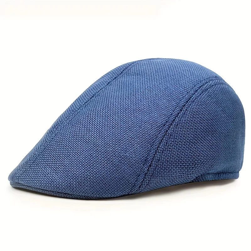 1Pc Beret Men's and Women's Retro Cap Spring and Summer Thin Breathable Forward Hat Solid Color Newsboy Hat