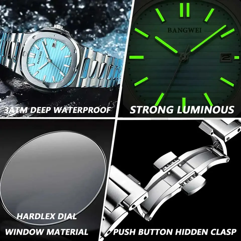 LIGE Luxury Watch For Man Waterproof Luminous Date Week Stainless Steel Men Watch Casual Quartz Men's Watches Male Clock+box