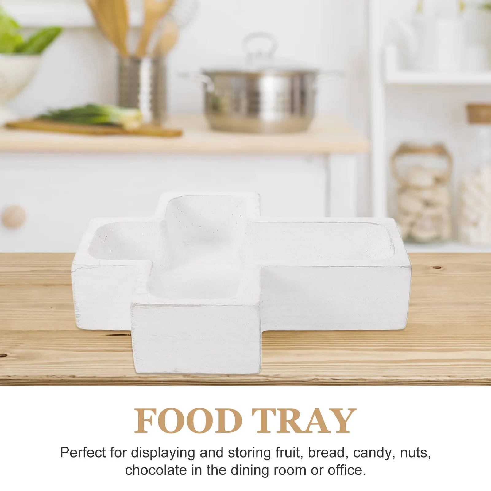

Wooden Bowl Tray Cross Shape Black Multi-function Dessert Craft Storage Plate Fruit Snack Cake Serving Trays Food Large Capacity