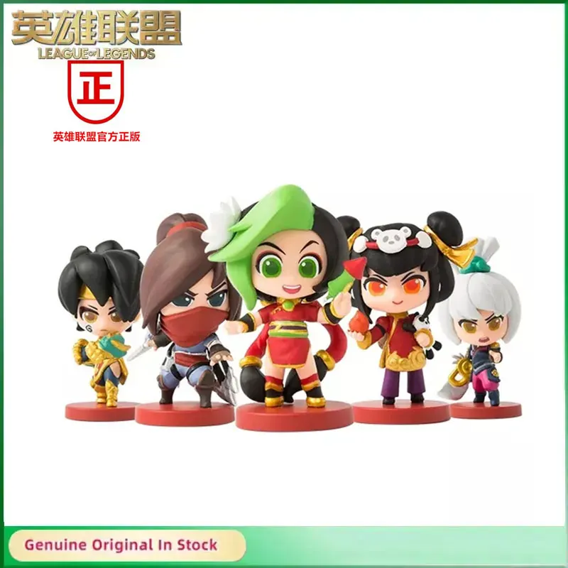 

5PCS Original LOL League of Legends Vi/The Piltover Enforcer Talon Jinx Riven Spring Festival Mini Action Figures Model Toy Gift