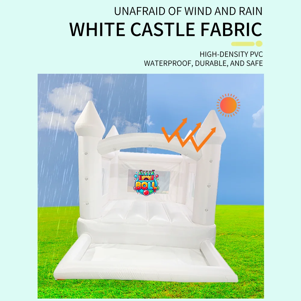 White Bounce House With Blower 3.7*2.7*2.6M Jumping Castle For Kids Bouncy House Bouncer Trampoline For Kids Gift Wedding House