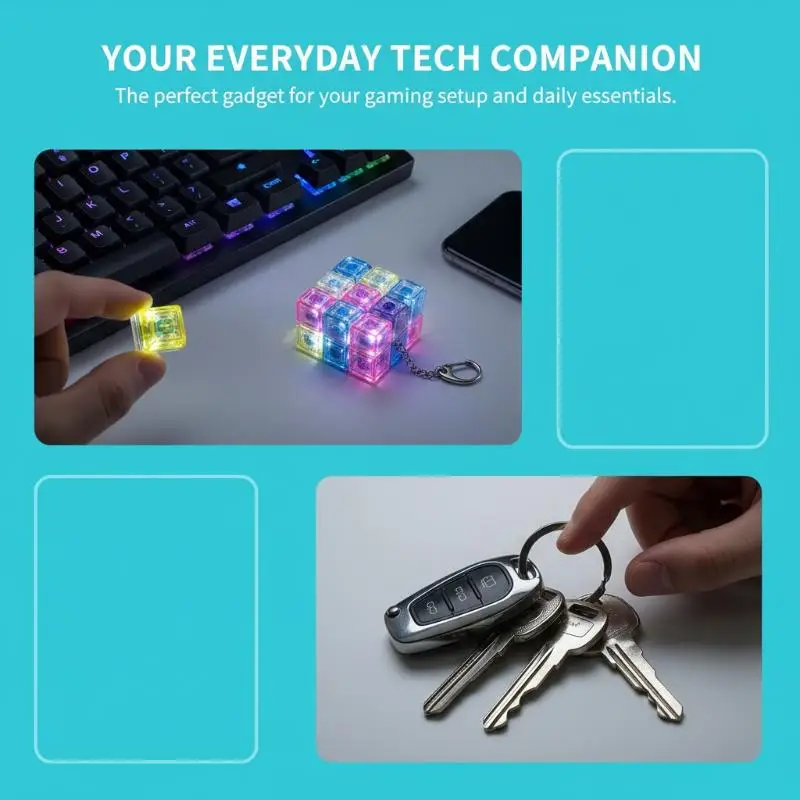 Kreativer beleuchteter Tastenkappen-Schlüsselanhänger, Entspannungs-Tastenkappen-Anhänger, mechanischer Tastatur-Schlüsselschalter-Schlüsselanhänger, neuartige Taschendekoration, Geschenk – Detail 1