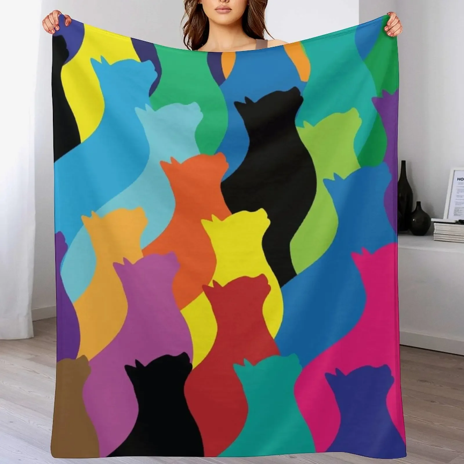 

Rainbow Colorful Cat Collage Pattern Throw Blanket Beach Hairys Kid'S Sofa Throw Blankets