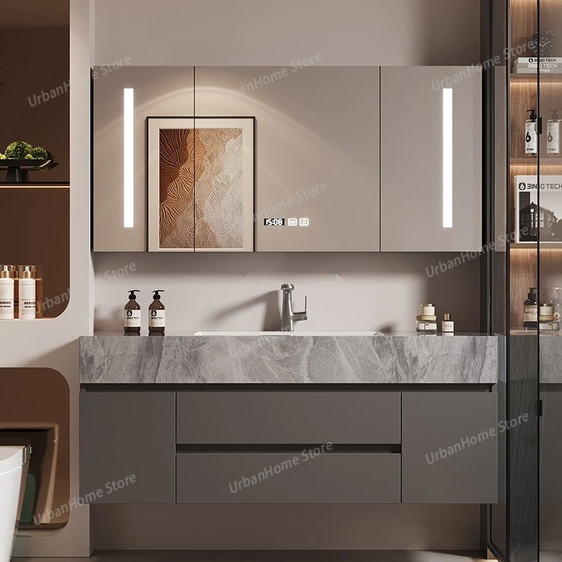 

Light Luxury Bathroom Cabinets Seamless Integrated Bathroom Cabinets Bathroom Combination Home Furniture In Particolare ZY50YSG