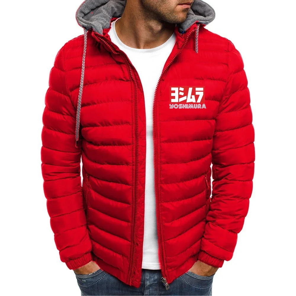 2024 Autumn Yoshimura Brand Print Classic Style Jacket Mens Hoodie Popular Pure Cotton Solid Color Zip Comfortable Down Jacket