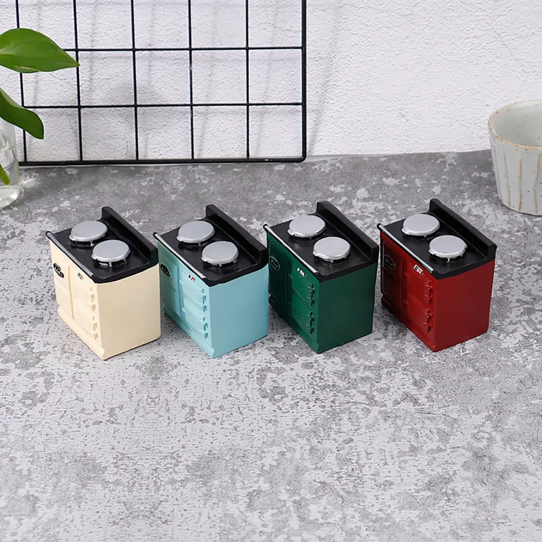 1:12 Miniatures Mini Gas Stove Simulated Model Doll House Kitchen Furniture Decorate Accessories,Milk White