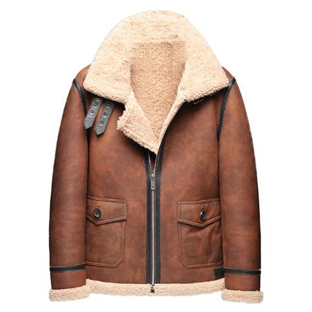 

Denny&Dora Natural Shearling Leather Coat Mens B3 Bomber Shearling Jacket Brown Shearling Jacket