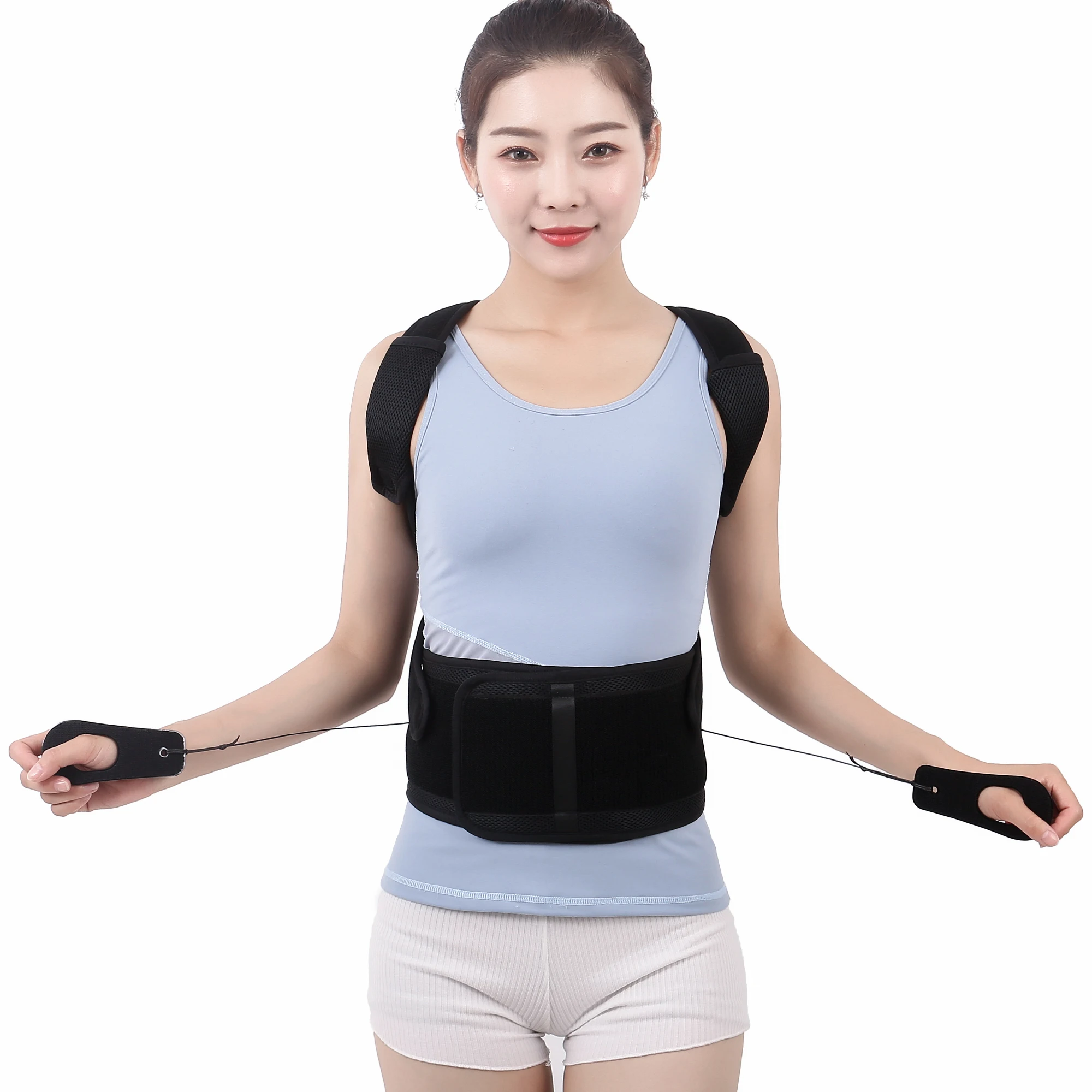 Hot Selling Posture Correction Belt Shoulder Lumbar Brace Spine Back Support Belt Adjustable Back Support Belt Black Adult