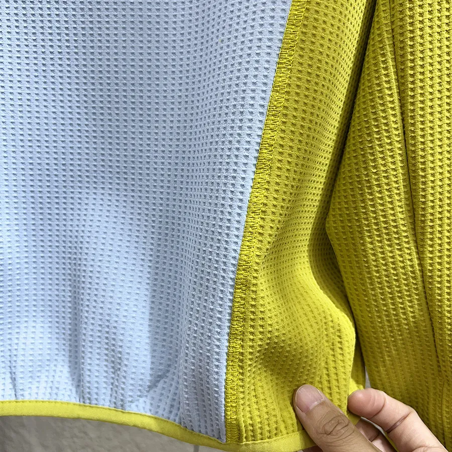 Unisex Mountain-Style Color-Block-Kapuzenpullover – Atmungsaktives Waffelstrick-Langarmshirt für Outdoor-Wanderungen & Radfahren – Detail 24
