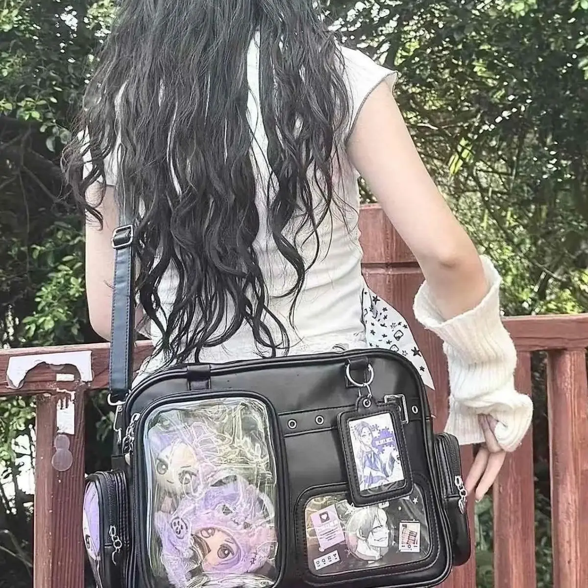 Harajuku Pin Puppe 20 cm Display Ita Tasche Frauen PU Leder Adrette Große Kapazität Schulter Tasche Damen Täglichen Umhängetasche chic